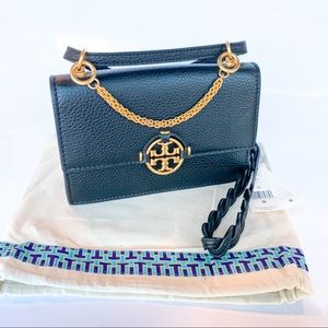 Tory Burch Miller Mini Leather Crossbody Bag - Black